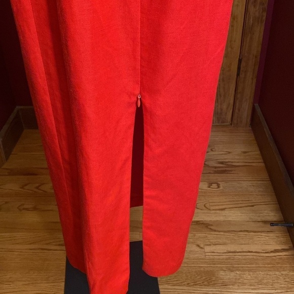 VTG 80s Geary Roark Kamisato Red Linen blend Backless Halter Maxi Dress sz 12 - Picture 10 of 13